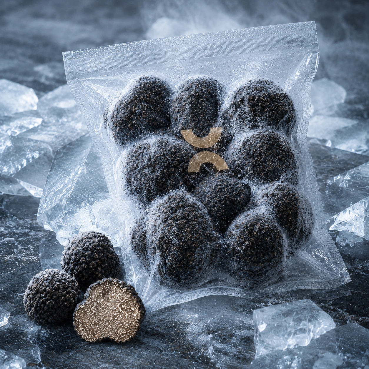 Frozen Summer Truffles Tuber aestivum stored cold for restaurants wholesalers and distributors